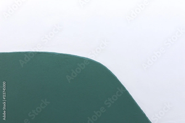 Fototapeta Green and white wall background in close up. Texture of house wall useful as background