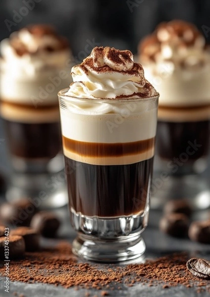 Obraz Layered coffee dessert with whipped cream