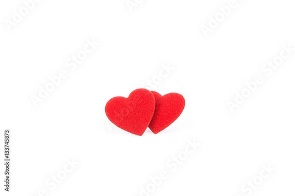 Fototapeta two red heart bright color on white background