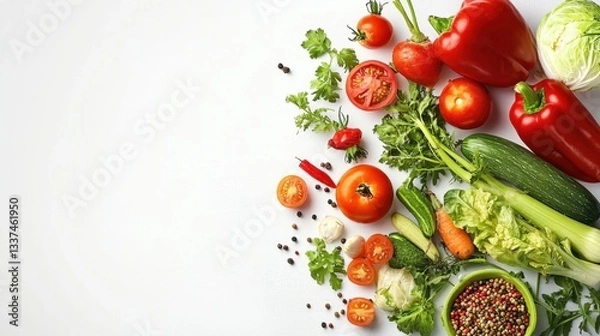 Fototapeta Fresh vegetables on white background
