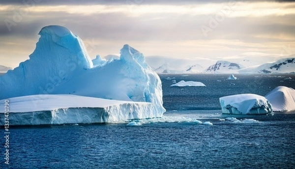 Fototapeta different forms of icebergs antarctica