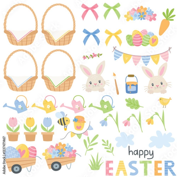 Fototapeta Easter Bunny, Vintage Easter Rabbit, Blue, Classic