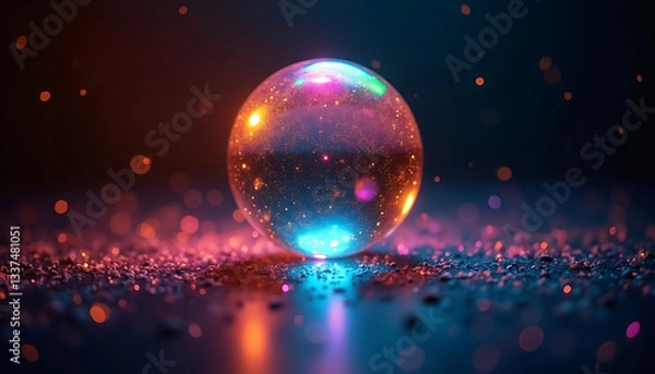Fototapeta Prism Inspired Color Spectrum with Radiant Disco Ball Glow