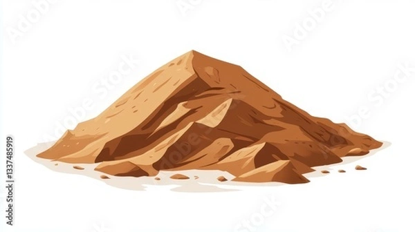 Fototapeta A playful 2D cartoon of a sandy dune on a clean white backdrop, perfect for adding a unique touch to any decor.
