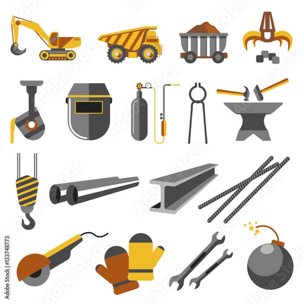 Fototapeta Icons set of metallurgy industry