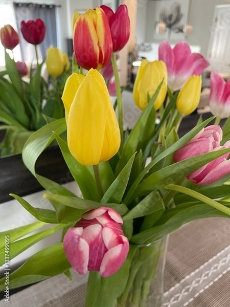 Obraz Colorful Spring tulips in a vase