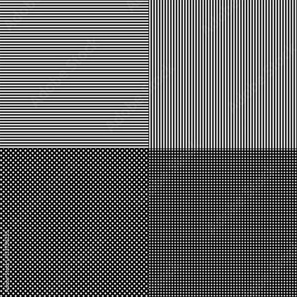 Obraz Black and white simple stripes abstract seamless vector pattern, geometric primitive background