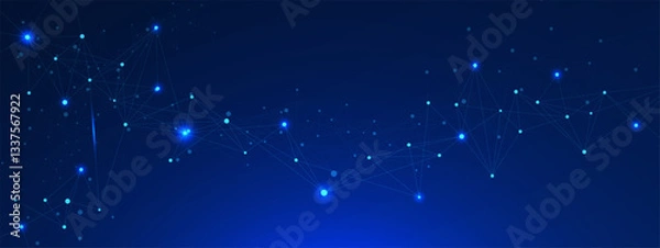 Fototapeta Abstract digital technology connect, big data, internet network connection and digital marketing IoT internet of things with polygonal background