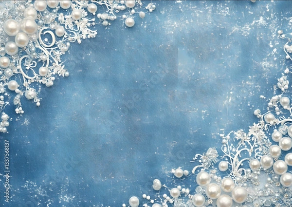 Fototapeta create for me glamorous and chic contemporary light blue denim background pattern for a photo backdrop in Ombre distressed denim art style the pearls and sparkl