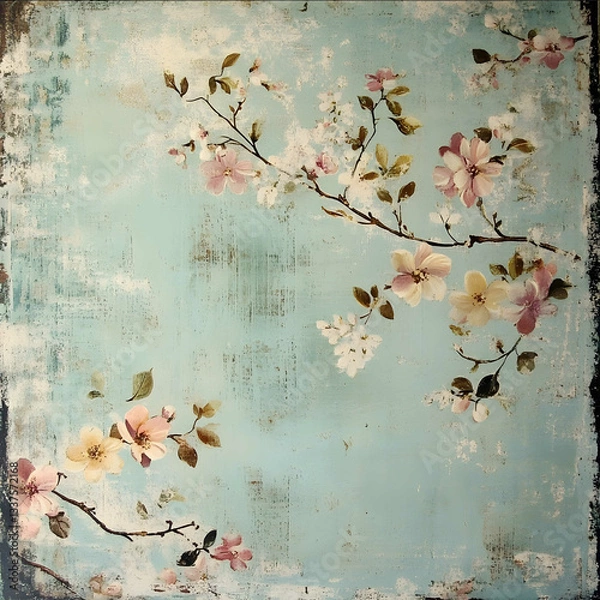 Fototapeta Coquette patern Shabby Chic Soft Vintage Spring small pattern