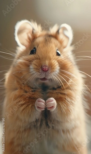 Fototapeta cute hamster pet background with fur and cute small shape Generate AI