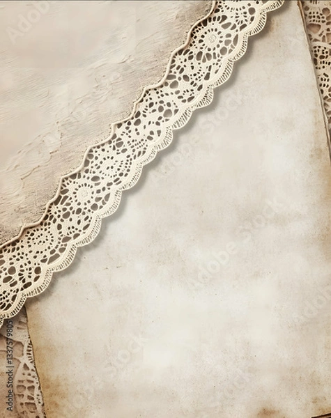 Fototapeta 2 Lace Pages digital paper with a lace doily design in neutral tones with a vintage style high resolution no background noise high detail hyperrealistic and hig