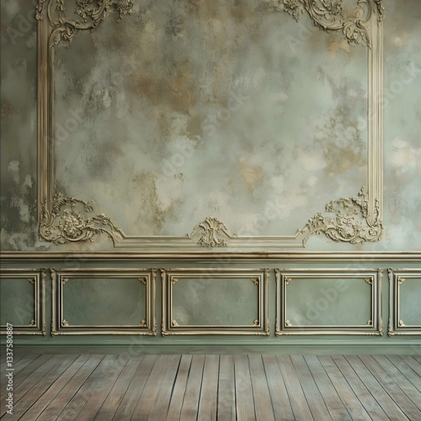 Fototapeta old master photography backdrop that is sage green and creams