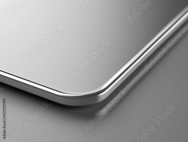Fototapeta Close-up of a silver smartphone edge on a reflective surface