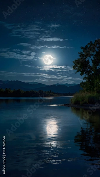 Obraz moon over lake