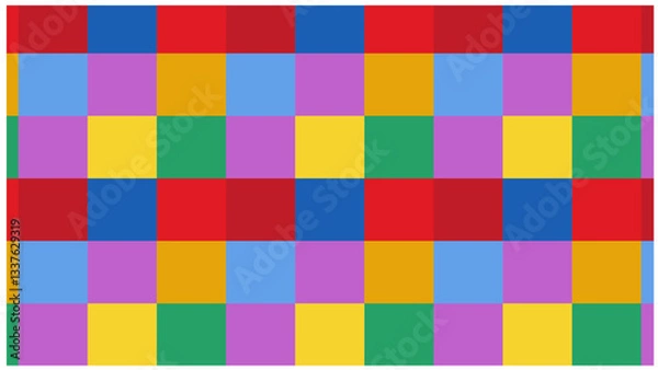 Obraz RED BLUE YELLOW PINK RED VIOLET CHECKERED