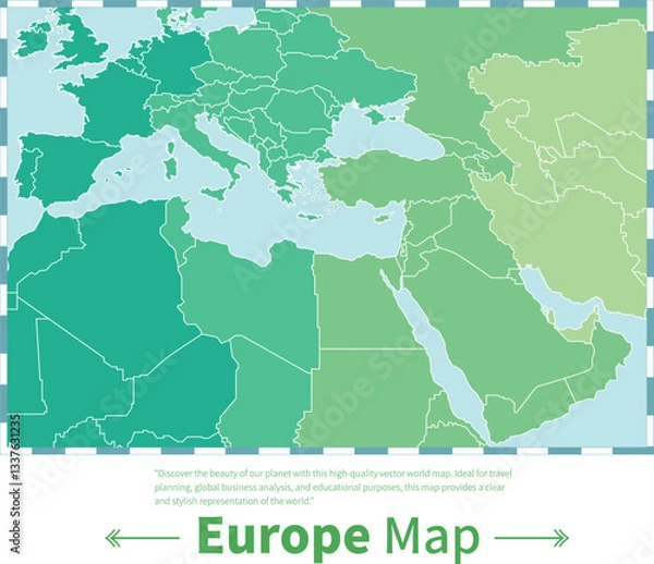 Obraz Light colorful detailed world map with vibrant colors, labeled continents, countries, and oceans. Perfect for education, travel, or business use in presentations, posters, and digital projects