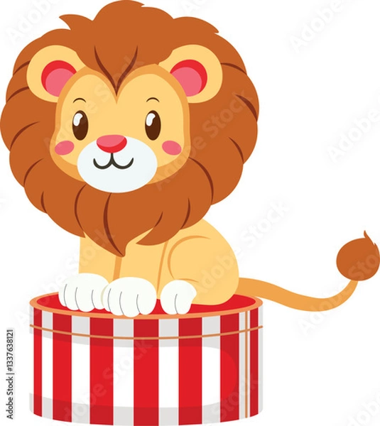 Obraz Cute Circus Lion Performer cartoon