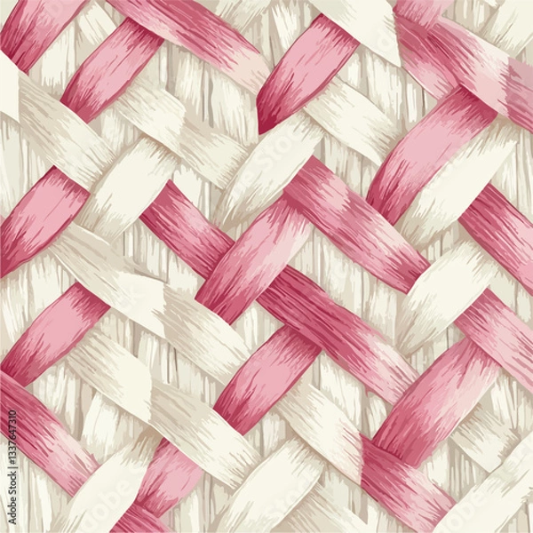 Fototapeta Elegant Pink and Cream Embroidery Thread Woven Pattern Design