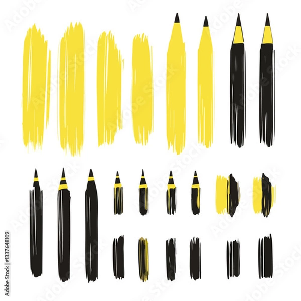Fototapeta Vibrant Yellow Highlighter Elements for Professional Use