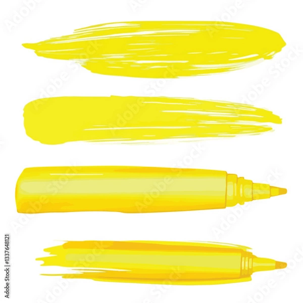 Fototapeta Yellow Highlighter Pen with Highlighted Lines on Paper