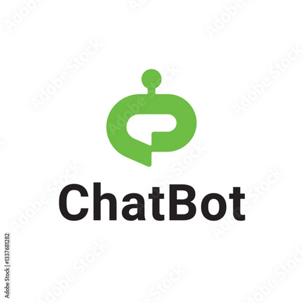Fototapeta Chat Bot Robot Bubble Message Logo Vector Abstract Illustration Icon Design Template Element 
