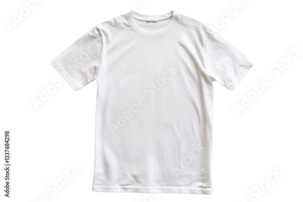 Fototapeta A plain white t-shirt with short sleeves, featuring a simple design and classic fit.