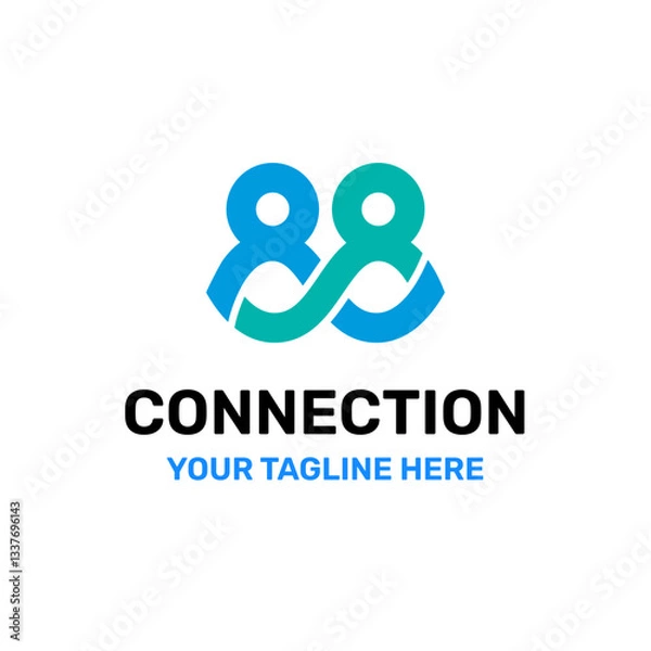 Fototapeta Human Together Meeting Dating Connection Logo Vector Abstract Illustration Icon Design Template Element 