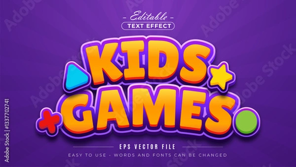 Fototapeta Kids games editable text effect.