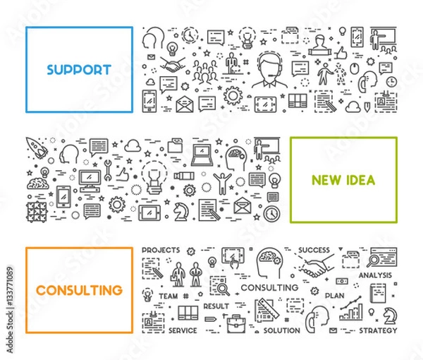 Fototapeta Line concept for support, new idea and consulting