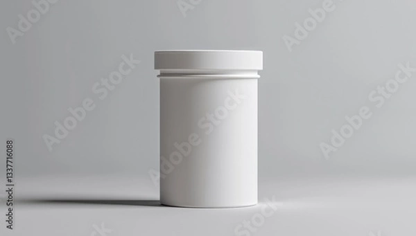Fototapeta Mockup of a white aspirin container isolated on a clear background for product display.