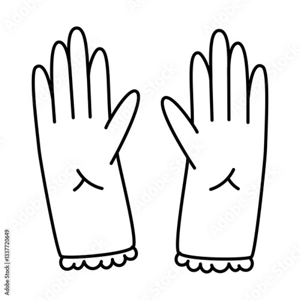 Obraz Pair of gloves. Flat vector line illustration, black color, eps10