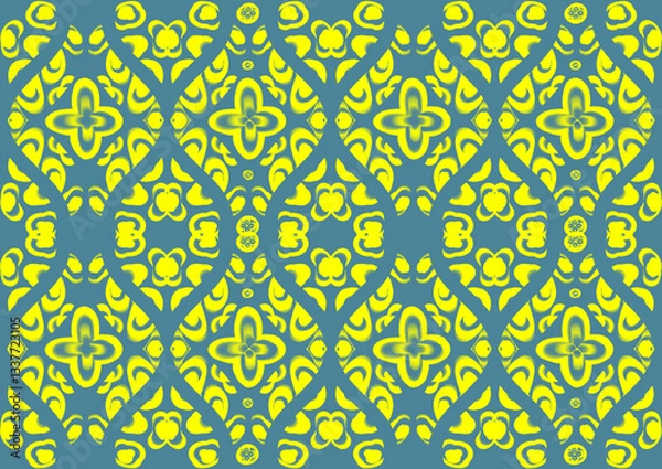 Fototapeta seamless pattern with abstract geometric shapes.  Colorful square textile and ceramic floor design. Geometry shape abstract tie-dye wallpaper. Aztec style and Folk embroidery. Fabric texture concept.
