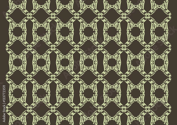 Fototapeta seamless pattern with floral elements.  Colorful square textile and ceramic floor design. Geometry shape abstract tie-dye wallpaper. Aztec style and Folk embroidery. Fabric texture concept.