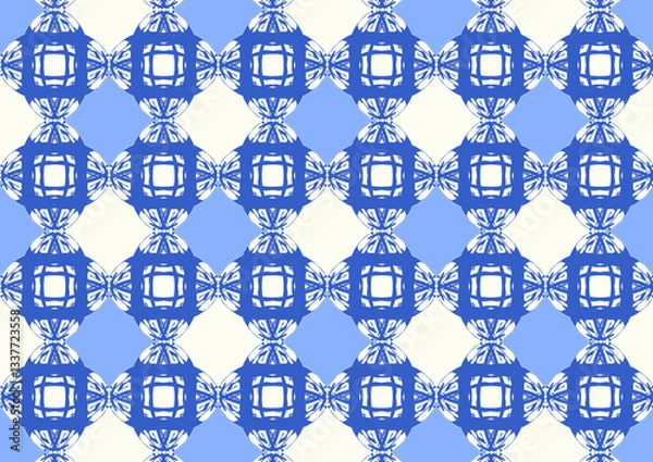 Fototapeta seamless pattern with geometric shapes.  Colorful square textile and ceramic floor design. Geometry shape abstract tie-dye wallpaper. Aztec style and Folk embroidery. Fabric texture concept.