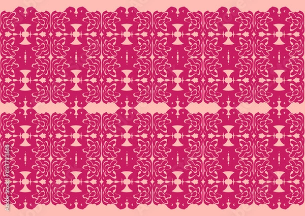 Fototapeta seamless pattern with lace.  Colorful square textile and ceramic floor design. Geometry shape abstract tie-dye wallpaper. Aztec style and Folk embroidery. Fabric texture concept.