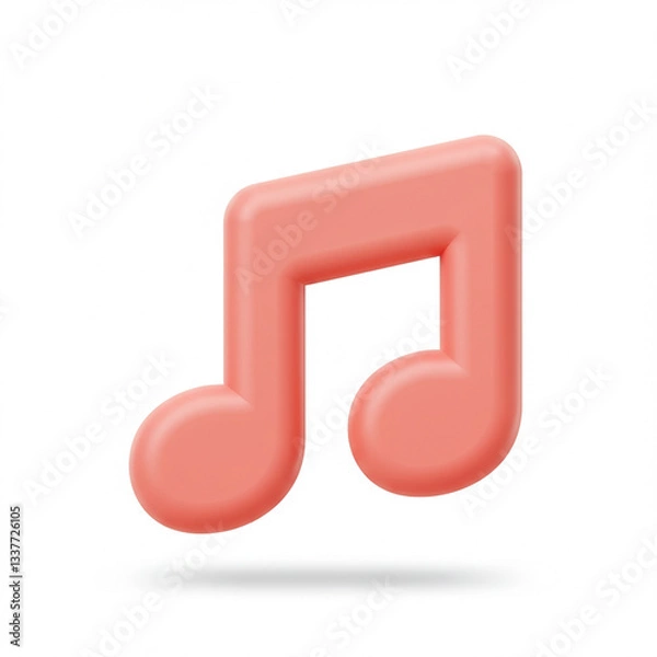 Fototapeta Pink Double Eighth Note in 3D Style A Musical Icon
