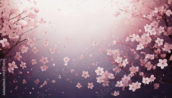 Obraz 桜の花びらとコピースペースのある背景