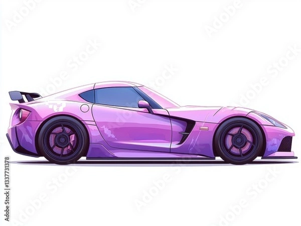 Obraz Sleek Pink Sports Car Illustration with Dynamic Lines and Bold Design Elements