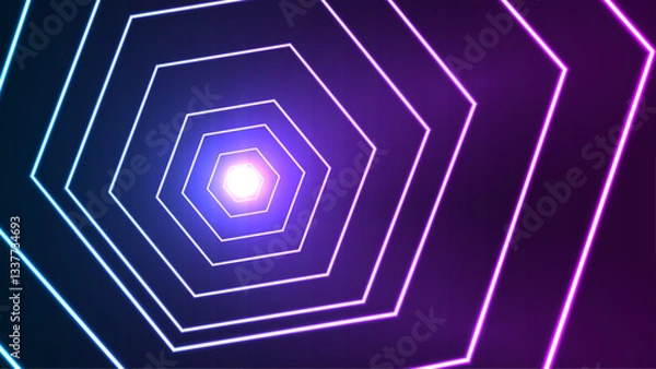 Fototapeta Vibrant Hexagonal Light Tunnel Abstract Design