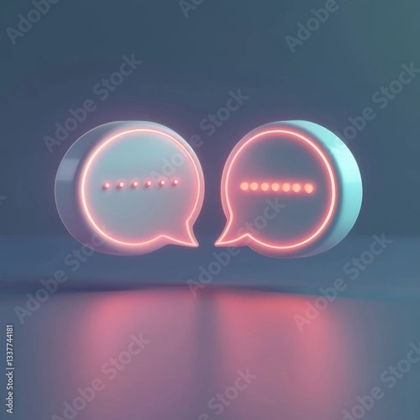 Obraz 3D Rendered Office Communication Icons in Soft Glow Design