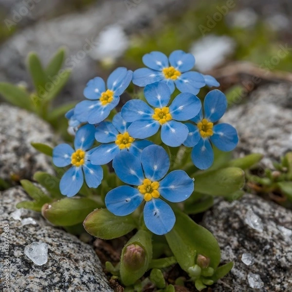 Obraz Nature's Harmony: Forget-Me-No ts Nestled in Alaska's Mountain Majesty