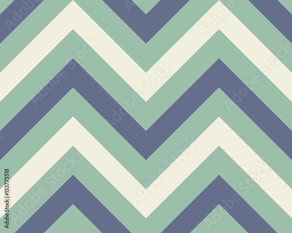 Obraz Striped, zigzagging seamless pattern. Zigzag line texture. Stripy geometric background. Blue, aqua, green, white colored. Vector