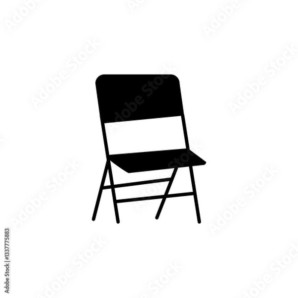 Fototapeta folding chair icon Vector flat black simple illustration for web and app..eps