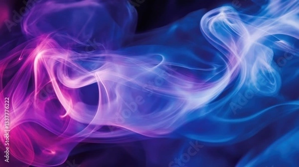 Fototapeta Nebulous abstract smoke streams blend pink and blue hues into a dynamic vortex