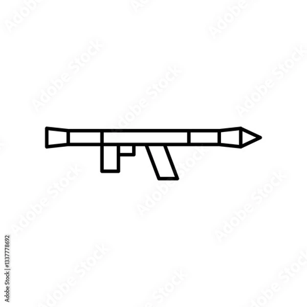 Fototapeta bazooka icon Black line art vector simple linear illustration for web and app..eps
