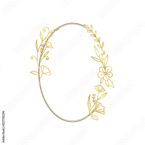 Obraz Luxury Gold Line Oval Frame with Delicate Floral Accents
