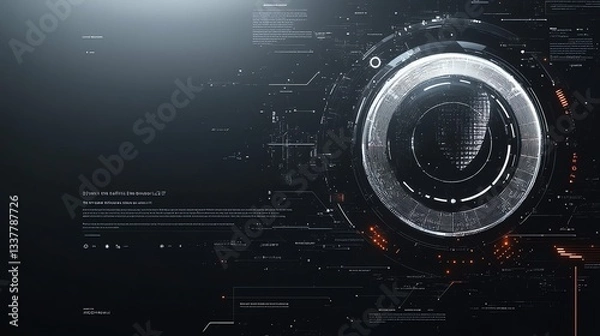 Fototapeta Futuristic Technology Interface with Circuitry and Glowing Elements on Dark Background