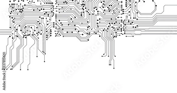 Fototapeta Concept of circuit board background isolated on white background. illustration.  futuristic computer technology concept design. Vector illustration.