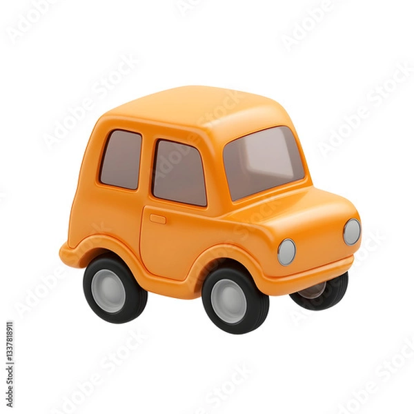 Obraz Retro bus is depicted in a 3d style.Cartoon plastic style minimal on transparent white background